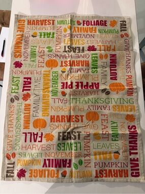 Autumn Harvest Thanksgiving Cotton Tea Towel - Multicolor